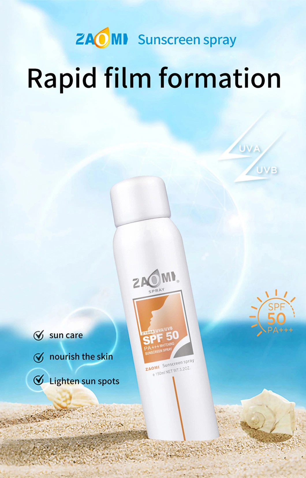 Zaomi Sun Protection Whitening Sunscreen Spray SPF50 PA++ Anti-UV Sunscreen Spray